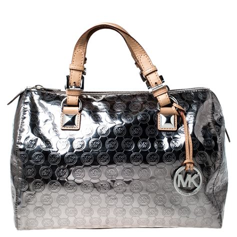 michael kors silver satchel handbag|satchel Michael Kors outlet.